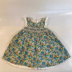 Mini Boden girls floral smocked dress. 3-4Y